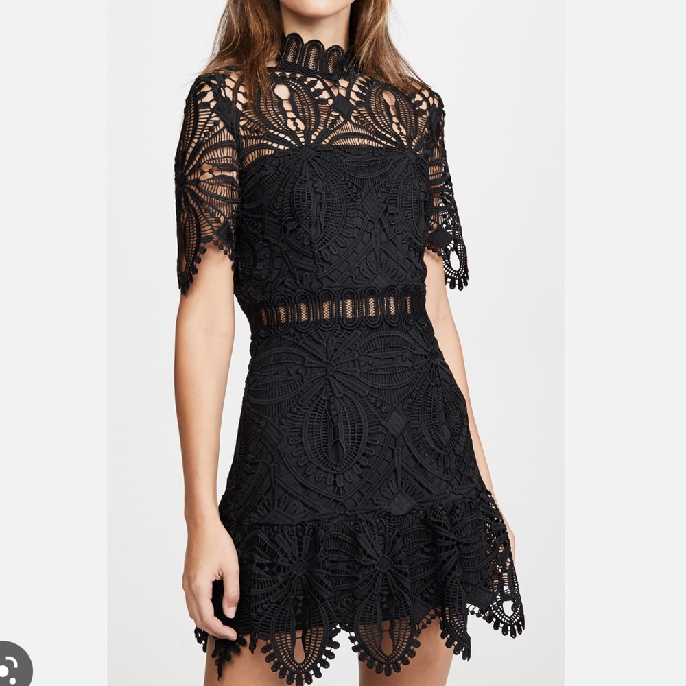Saylor Quinlynn black crochet dress size extra small XS